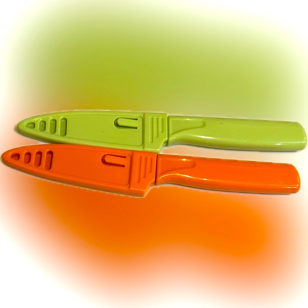 VTG ALL PURPOSE PARING NON STICK CERAMIC COATED BLADE SLEEVE GREEN ORANGE 7.75”